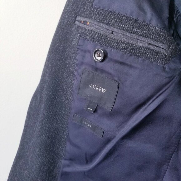 J Crew Blazer Mens 40L Gray Ludlow Wool Suit Jacket Sport Coat Preppy EUC - Picture 5 of 6